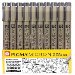 PIGMA MICRON 10 Black Pen set